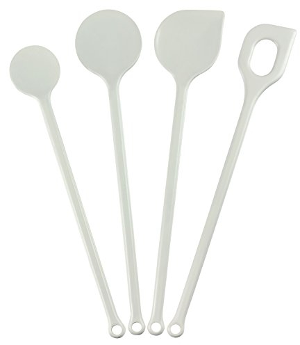 Kigima Kochlöffel Set 4 Stück in Weiß– Hochwertige Küchenutensilien aus hitzebeständigem Kunststoff – ideales Küchenhelfer Set für Ihre Küche – vielseitiges Kochbesteck Set