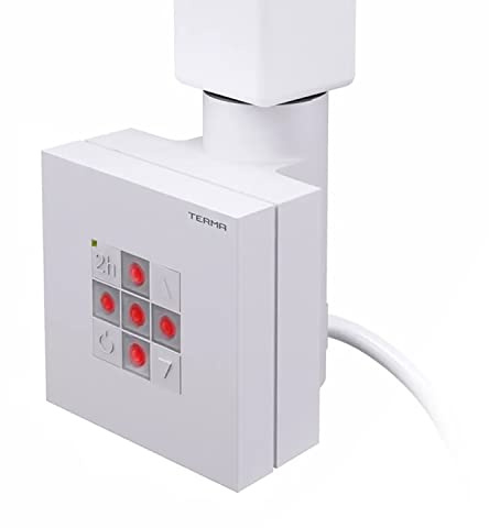 Heizstab, Heizpatrone, Heizelement mit manueller Steuerung für Badheizkörper KTX 2 Weiß Spiralkabel mit Stecker (600 Watt)
