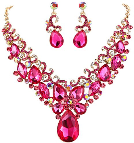 Clearine Donna Parure gioielli-Boemo Boho lacrima Marquise Farfalla Filigrana Collana Ciondola gli orecchini Set