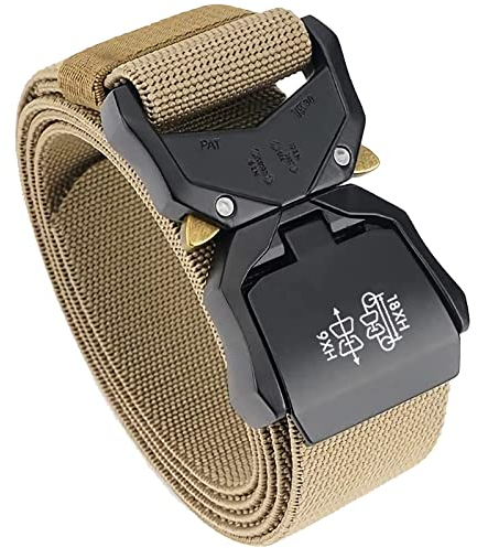 TENINE Unisex-Gürtel aus Segeltuch, Elastischer Stoffgürtel Stretch-Gürtel Militär-Gurtband Nylongürtel für Frauen und Männer Taktischer Gürtel Schnellverschluss Metallschnalle