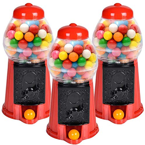 ArtCreativity Gumball Machine for Kids, Set of 3, 6.5 Inch Desktop Bubble Gum Mini Candy Dispenser, Unique Money Saving Coin Bank, Best Gift or Vintage Office Desk Decoration (Gumballs Not Included)