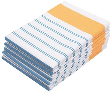 ZOLLNER 5er Set Geschirrtücher, 50x70 cm, Baumwolle, blau weiß orange
