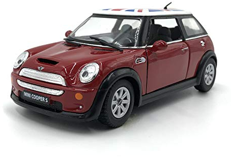 Modellauto im Maßstab Mini Cooper S mit Flagge (rote Flagge)