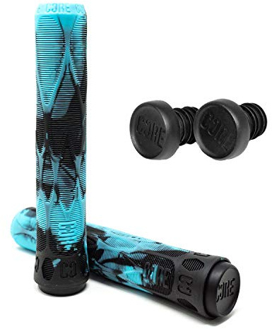 Scooters Core Stunt-Scooter Tret-Roller Hand Griffe Soft lang mit Barends/Grip + Fantic26 Sticker (Artic Schwarz/hell Blau Swirl)