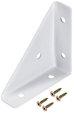 sourcing map 2 Stück Winkel Eckwinkel Weiß 66 mm x 66 mm, Eckenschutz Metall, Stabilisierungskreuz Regal robuste Metallwandhalterungen für Lagerregal, Bücherregal