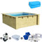 Trendpool Juego de piscina de madera rectangular de 2,20 x 2,20 x 0,78 m, color azul