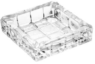 TRTO 1Pcs Square Clear Glass Ashtray Cigarette Smoking Ash Tray Crystal Cut Home Pub Gard Easy to Use