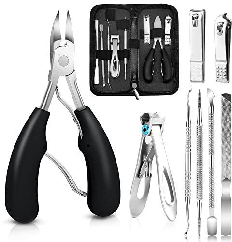 GothicBride Profi Fußnagel Nagelknipser Set 8 Stück Nagelzange für Starke Fußnägel Set Edelstahl Nagelfeile Nagelschere Set Reparieren für Dicke und Eingewachsene Fußnägel