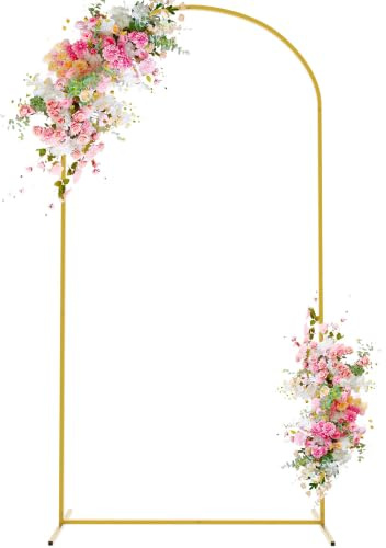 Wokceer 2 m quadratischer Bogen-Hintergrundständer, Goldener Metall-Hochzeitsbogen für Geburtstag, Party, Hochzeit, Zeremonie, Blumenballon, Bogen Dekoration