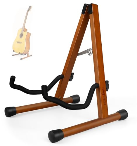 Supporto per chitarra in legno,supporto da pavimento per chitarra,chitarra elettrica acustica,in legno a telaio pieghevole regolabile per basso,violoncello, mandolino, banjo,ukulele(Mahogany Wood)