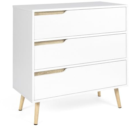 IDMarket Helsinki - Cómoda 3 cajones (80 cm), color blanco