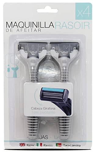 JUANIO Juego de 24 Paquetes de 4 Maquinillas de Afeitar Desechables, Maquinillas de Afeitar con 4 Hojas para Hombres, Maquinilla de Afeitar Manual, Cabezal Pivotante