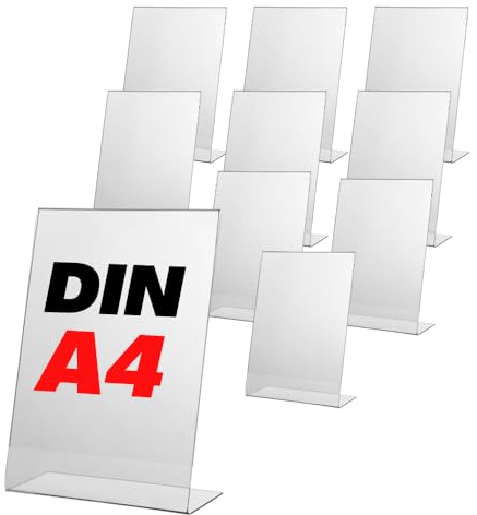 Polystyrol A4, Tischplakate, Preisschilder + Ladenaussteller, Tischschildhalter, Schilderhalter für Zelt, Fotohalter, Tischplatte (10)