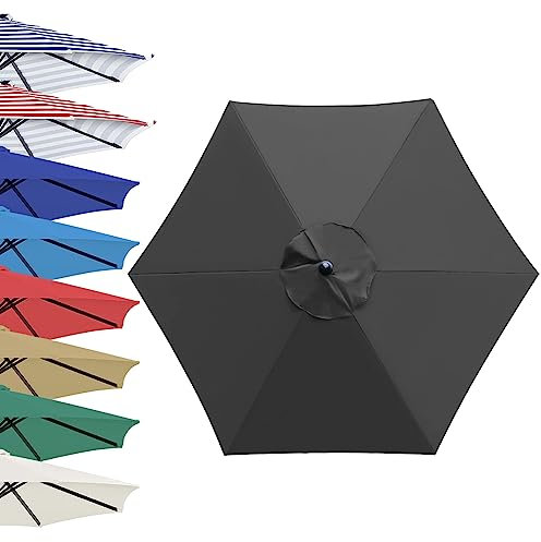 Auvent De Rechange Pour Parasol De 2m/2,7m/3.0m, 6 Baleines/8 Baleines Auvent De Rechange Pour Parasol Déporté, Toile De Parasol De Remplacement In Tissu De Polyester(Couleur:Noir,Taille:300cm 8-Ribs)