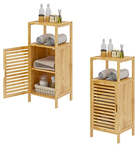 SogesHome Buffets Bambus Beistellschrank Konsole Badezimmerschrank Aufbewahrungsschrank Schrank für Küche Wohnzimmer Badezimmer Hoch- & Midischränke Unterschränke fürs Bad