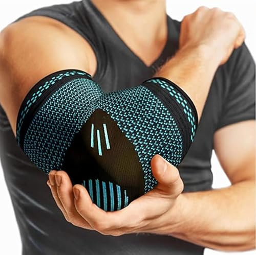 Elbow Brace Compression Arm Support for Men Women & Kids | Support Sleeves for Sports Protection and Pain Relief | Compression Sleeve for Tendonitis, Weightlifting, Tennis, Golfers| 2 Pack (Blue, S)