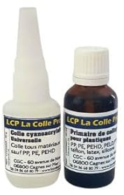 LACOLLEPRO Kit de Collage Polyoléfine LCP - Duo Colle Cyanoacrylate + Primaire Spécial Plastiques Difficiles (PE, PP, PEHD, Silicone) - Soudure Chimique Forte et Transparente - Qualité Professionnelle