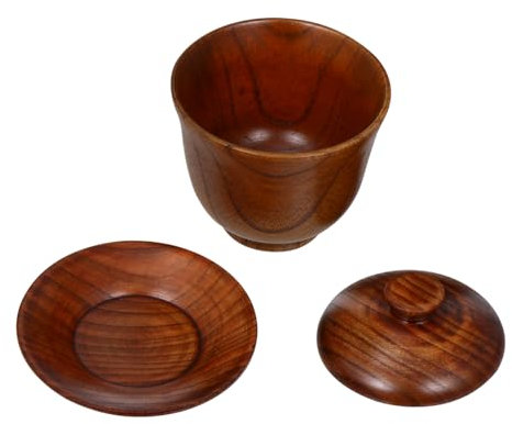 3 Sätze Tasse Kaffeeglas mit Deckel Retro-Teeschale Weingläser Kaffeebecher Geschäftsgeschenk Teegeschirr aus Keramik chinesischer Stil einstellen China Weinglas Tee Set hölzern