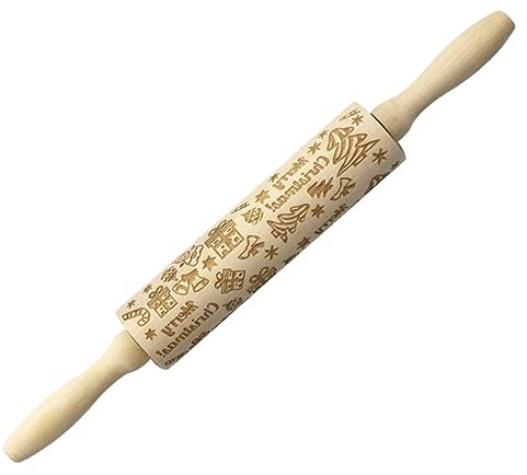RORPOIR Weihnachtlicher Holz-backrolling Pin Solider Nudelholz Für Kekse Und Brot Für Weihnachtsbäckerei Für Zuhause Hochwertiges Langlebiges Holz