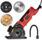 Jemora 580W 3700RPM Mini Circular Saw Corded 4.8 Amp Electric Compact Circular Saw with Guide Scale Ruler Vacuum Port 3 for Cutting Wood Tile Plastic Soft Metal