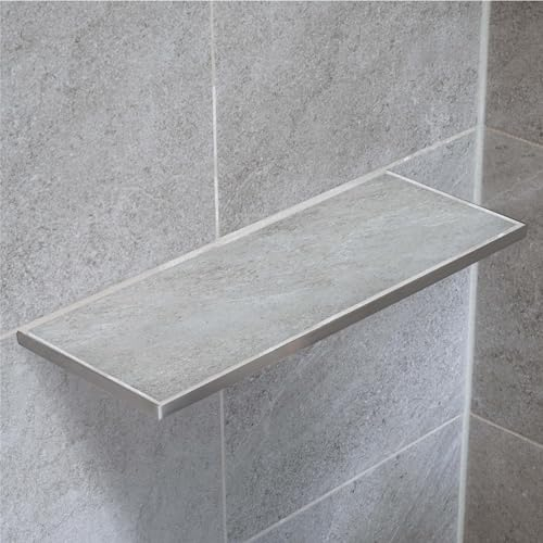 Dalsys Befliesbare Duschablage Ecke 400mm x 150mm Silber Ablage zum Einfliesen, Edelstahl korrosionsbeständig, Bad Accessoires
