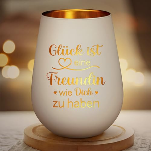 Geschenke für Freundin, Teelichthalter mit Gravur - Beste Freundin Geschenk | Geschenk Freundin Geburtstag, Beste Freundin Freundinnen Geschenke