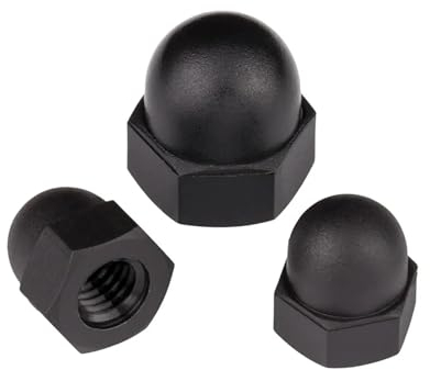 10/20/50 stücke DIN1587 Nylon Eichel Kappe Hutmuttern Weiß/Schwarz Kunststoff Hexagon Hex Mutter M3 M4 M5 M6 M8 M10 M12(Black,M8(20pcs))
