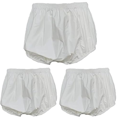 TOVCHEI 3 Paquetes Impermeables Para La Incontinencia En Adultos Seguridad Pañales Fundas Para Tirar Pantalones De Plástico Reutilizables A Prueba De Fugas Fisiológicos,blanca,XL