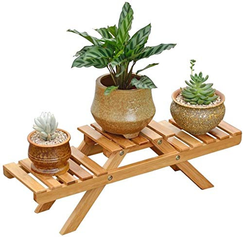 JUYYTUK Blumenkräuterhalter Pflanzenständer Holz Blumentopfregal Garten Rasen Holzregal Pflanzenregal Garten Balkon Pflanzenregal Stabil Bambus Rahmen Display Regal