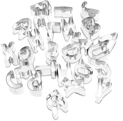 Cabilock Moldes de Galletas DIY de Acero Inoxidable, Juego de Cortadores de Letras y Números, Reutilizables, Fáciles de Limpiar, para Hornear