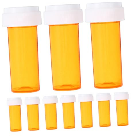 COLLBATH 10pcs Portable Pill Bottle Organizer Container Screw Cap Compact Travel Medicine Organizer Case for Tablets Capsules Travel Essentials