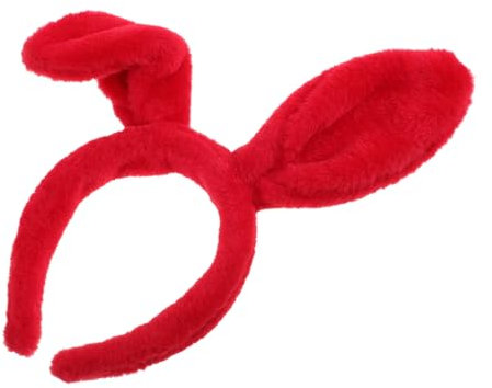 DEARMAMY Roter Hasenohren Haarreif Für Junge Mädchen Und Erwachsene Flauschige Bunny Ears Kopfschmuck Für Karneval Ostern Und Cosplay Weiches Material Universelle Passform Auffälliges
