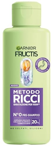 Garnier Fructis Pre Shampoo Idratante, Per Capelli Ricci Definiti Idratati e Morbidi, Arricchito con Acido Ialuronico e Burro di Karité, Metodo Ricci, 200 ml