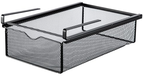Youyijia Metal Mesh Drawer Organizer - No-Punch Iron Hanging Box for Wardrobe Storage, Underwear, Bras, Socks (Black)