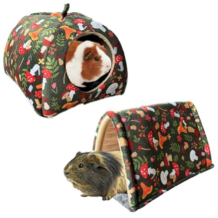 Guinea Pig Hideout & Tunnel Toys Set - Plush Small Animal Tent with Non-Slip Base & Warm Fleece Bedding for Mouse Chinchillas Hamsters Hedgehogs Ferrets Bearded Dragons and Rats