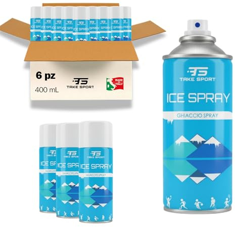 TS Take Sport® Spray Frío Instantáneo 400 ml Pack 6 – Hielo Instantáneo para Lesiones, Esguinces, Contusiones y Primeros Auxilios – Spray Profesional para Deportistas y Fisioterapia