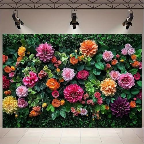 striscione floreale vibrante adatto per porte da garage, ingressi e decorazioni per feste all'aperto con sfondo colorato 150cmx100cm