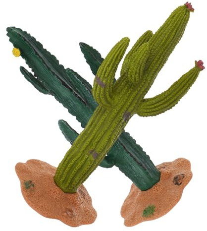 Housoutil Cactus Artificiale Realistico Decorazione a Tema Deserto 2 Pezzi in Pvc Verde senza Annaffiatura, per Ufficio e Paesaggio Dollhouse