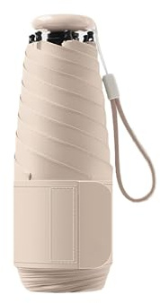 Mini Travel Folding Umbrella with Micro Button Handle&5cm/2IN Hook and Loop Strip for Women Men Kids-Portable Compact Lightweight Small,6 Ribs,UV Protection,Teflon Coating,Rain Sun,Handbag,Pocket
