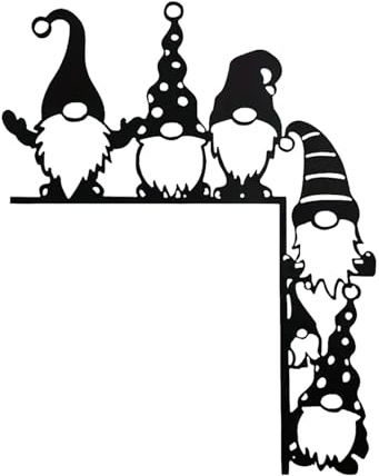 Byuexhp Weihnachtsdeko Türrahmen, lustige Türdeko Weihnachten mit Weihnachtsmann Eckschild und Wichtel Figur, Festliche Türrahmen Dekoration für Wände, Fenster und Haustür Innenbereich, 20 x 15,5 cm