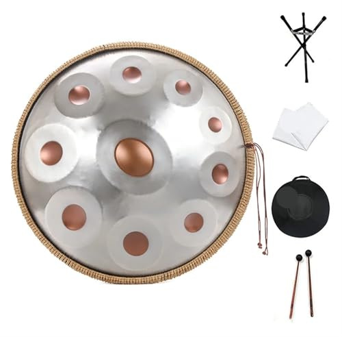 Handpan Trommel Handpan 22 Zoll 10 Noten in D-Moll Kurd 440Hz Hand Pan Drum mit Trommelständer Professionelles Performance-Musikinstrument