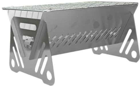 Homoyoyo Professioneller Campinggrill Edelstahl Klappbar mit Abnehmbarem Grillrost Kompakter Outdoor Holzkohlegrill für Terrasse Garten und Picknick