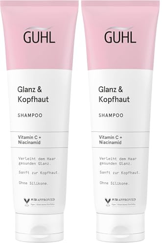 Guhl Glanz & Kopfhaut Shampoo - Inhalt: 150 ml - Mit Vitamin C & Niacinamid - Sanft zur Kopfhaut - Ohne Silikone (Packung mit 2)
