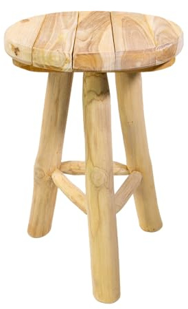 mgc24 Teakholz-Hocker 3-Bein Blumenständer, 45 cm x 30 cm, vormontiert