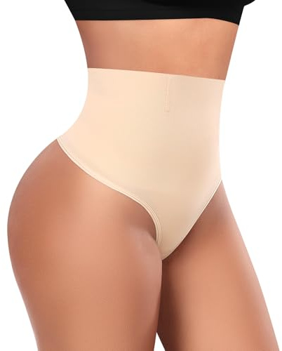 Werena Womens Thong Shapewear Tummy Control Knickers | Mid Waist Body Shaper Panties, Seamless No VPL Stomach Flattener, No-Roll Control Underwear & Shaping Support Pants Girdle
