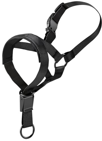 ILEPARK Collare per Cane con Clip Regolabile per Il Mento, Cavezza da Testa per Cane con Imbottitura Morbida, Impedisce ai Cani di Tirare (M,Nero)