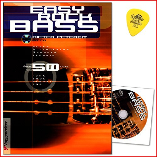 Easy Rock Bass von Dieter Petereit - Alle wichtigen Spieltechniken: Wechselbass, Walking Bass, Doublestops, Slap a Pop - Lehrbuch mit CD und Dunlop Plek