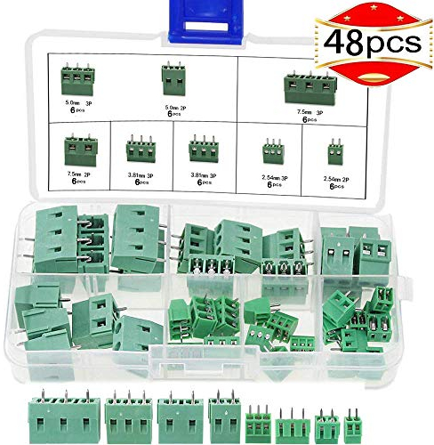 RUNCCI-YUN 48 Stück Leiterplatten-Schraubklemmenblock 2Pin 3Pin Leiterplattenmontage-Schraubverbinder (48 Stück)