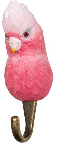 WILDLIFEGARDEN WG4530 Haken Rosakakadu - Handgeschnitzter Tierhaken aus Holz und Metall - Australische Tiersammlung