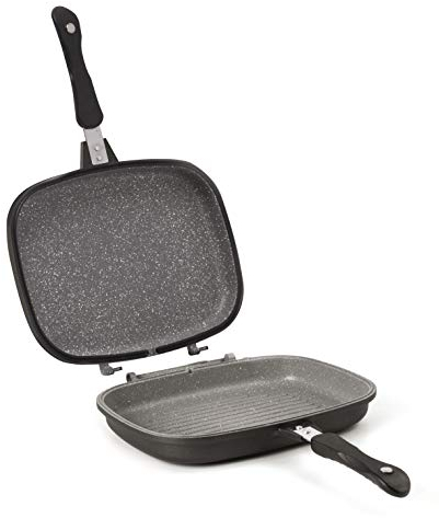 Aeternum Grill Doppia Petravera, 2 Piastre per Grigliare Componibili Utilizzabili Anche Singolarmente, Adatta all'Induzione, 32 x 24 cm